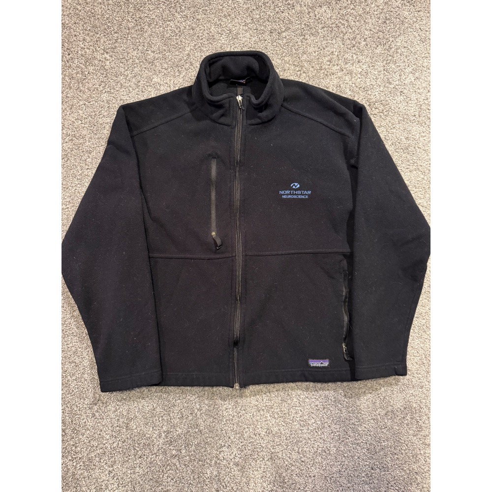 Patagonia Jacket Womens L* Black Synchilla Full Zip Fleece Company Logo *